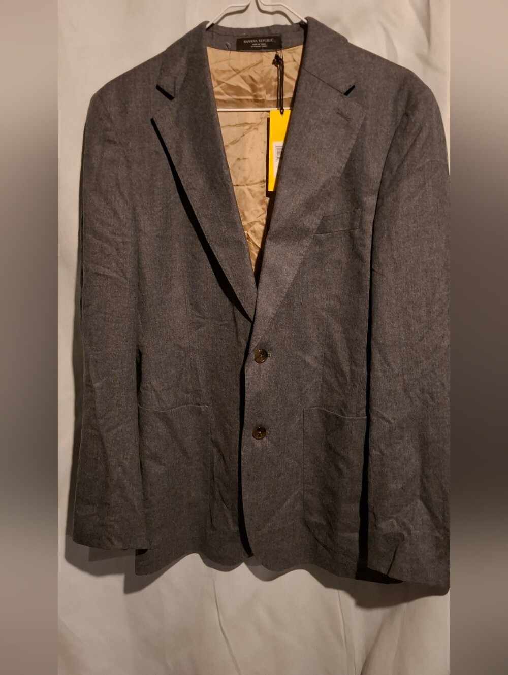 Banana Republic Gray Two-Button Sport Coat with Tan Lining